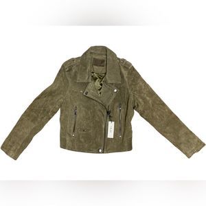 SL8 Women’s Leather Zip Up Jacket, Olive Green, Medium, NWT